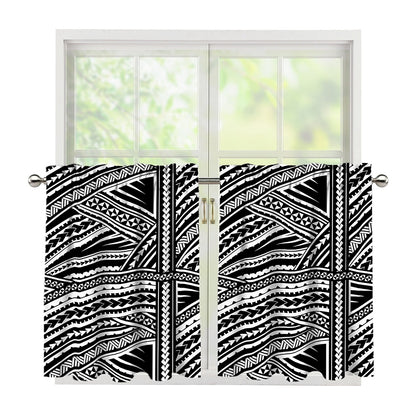 Maori Polynesian Tribal Tattoo Print Tier Curtains
