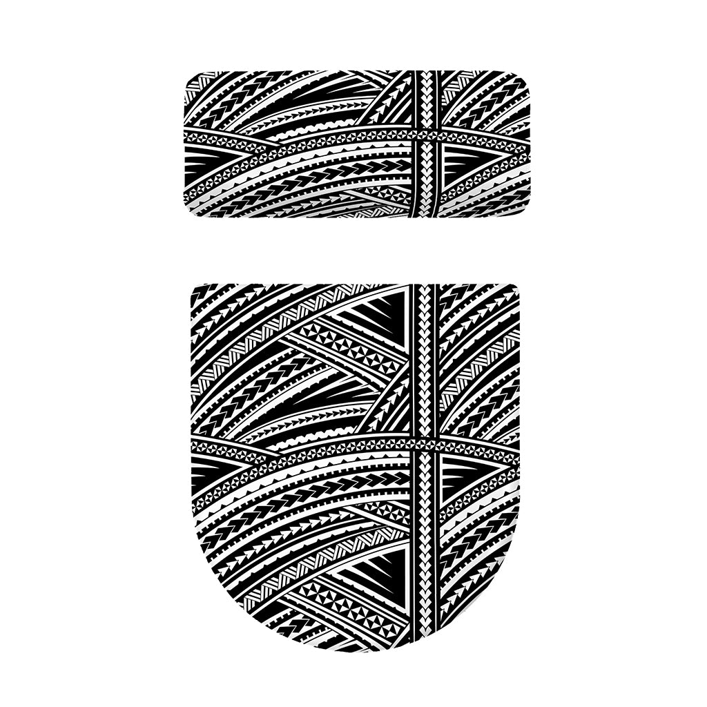 Maori Polynesian Tribal Tattoo Print Toilet Lid And Tank Cover Set