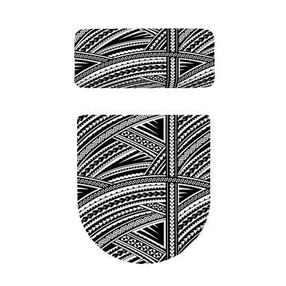 Maori Polynesian Tribal Tattoo Print Toilet Lid And Tank Cover Set