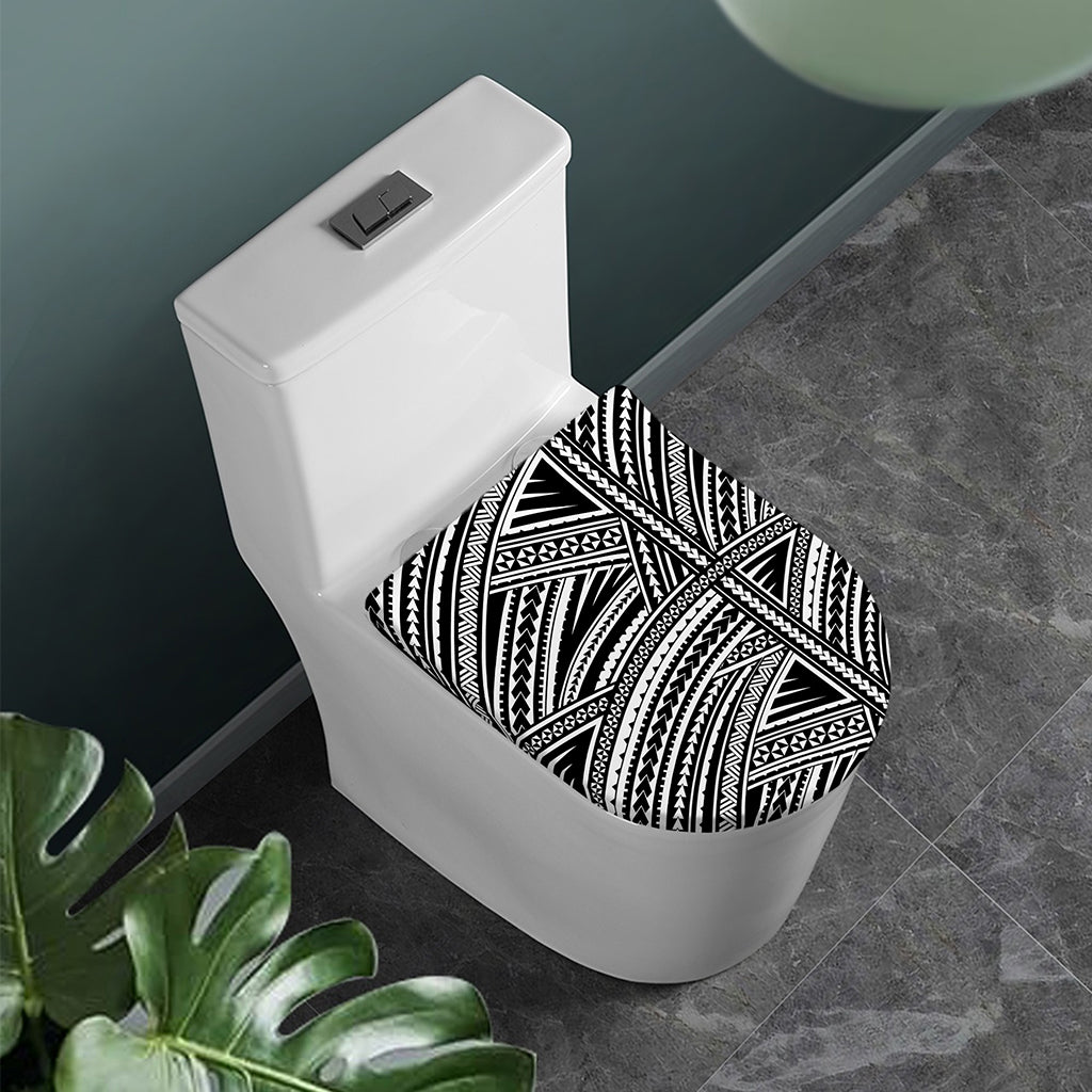 Maori Polynesian Tribal Tattoo Print Toilet Lid Cover