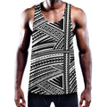 Maori Polynesian Tribal Tattoo Print Men's Workout Tank Top