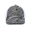 Maori Polynesian Tribal Tattoo Print White Mesh Trucker Hat