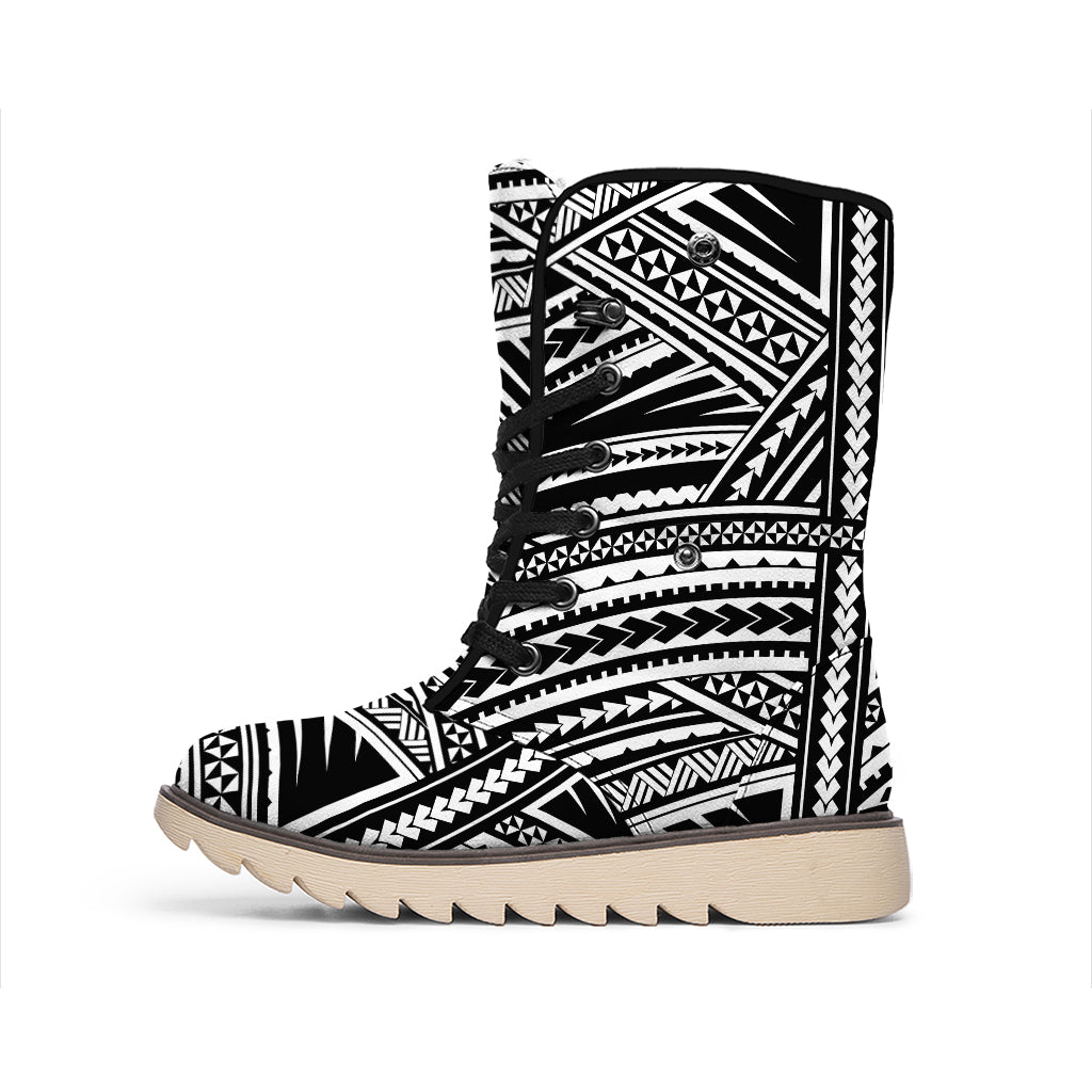 Maori Polynesian Tribal Tattoo Print Winter Boots