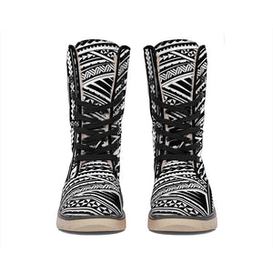 Maori Polynesian Tribal Tattoo Print Winter Boots