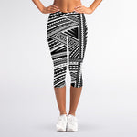 Maori Polynesian Tribal Tattoo Print Women's Capri Leggings