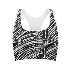 Maori Polynesian Tribal Tattoo Print Women's Sports Bra