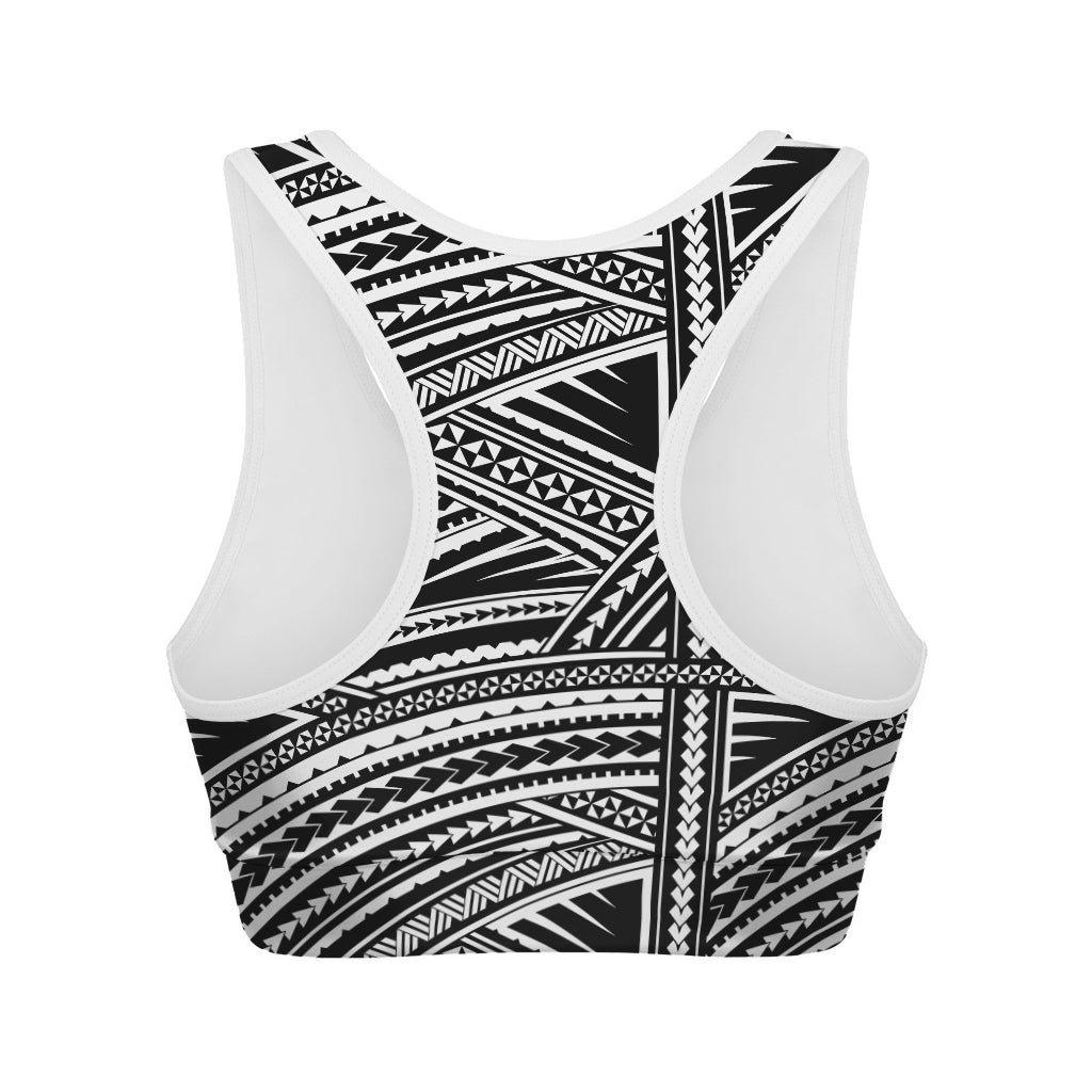 Maori Polynesian Tribal Tattoo Print Women's Sports Bra