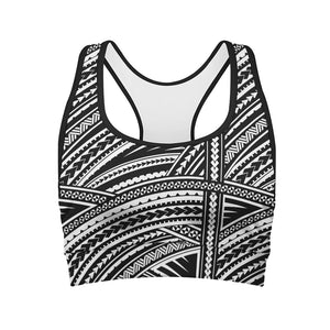 Maori Polynesian Tribal Tattoo Print Women's Sports Bra