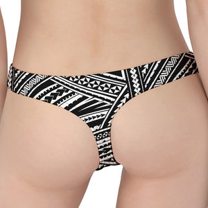 Maori Polynesian Tribal Tattoo Print Women's Thong