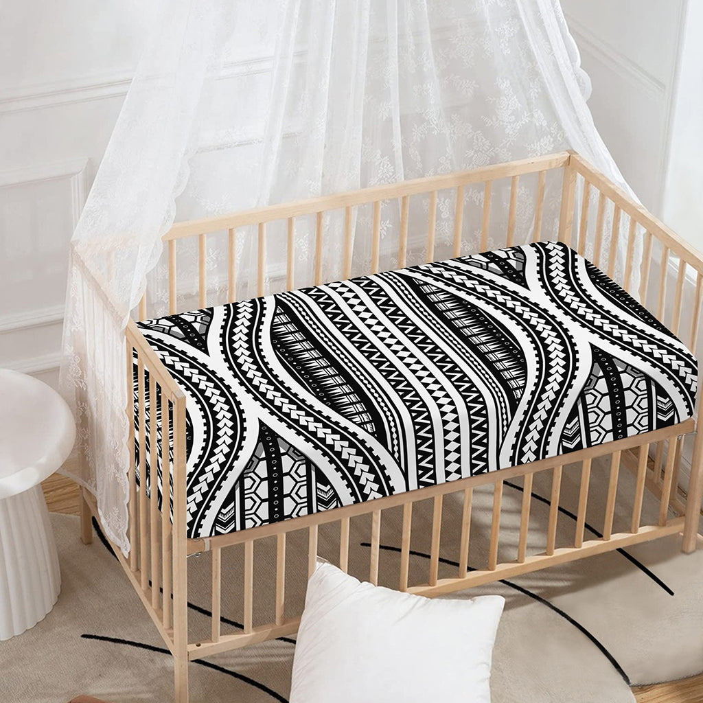 Maori Tattoo Polynesian Tribal Print Baby Crib Sheet