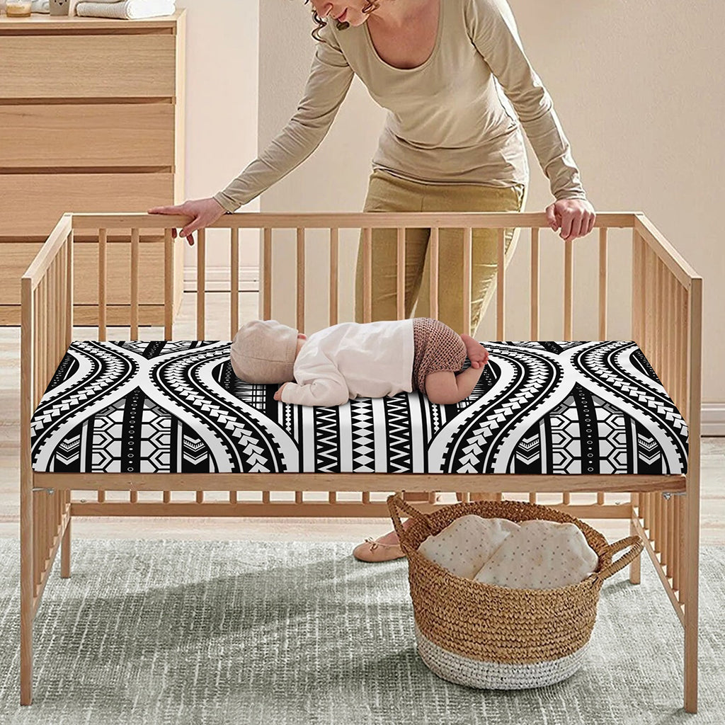 Maori Tattoo Polynesian Tribal Print Baby Crib Sheet