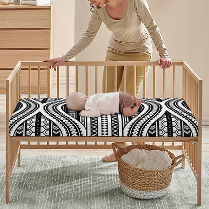 Maori Tattoo Polynesian Tribal Print Baby Crib Sheet