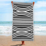 Maori Tattoo Polynesian Tribal Print Beach Towel