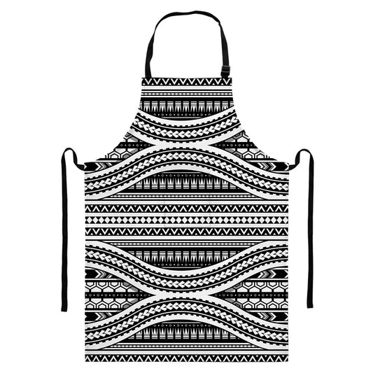 Maori Tattoo Polynesian Tribal Print Bib Apron With Pocket