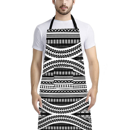 Maori Tattoo Polynesian Tribal Print Bib Apron With Pocket