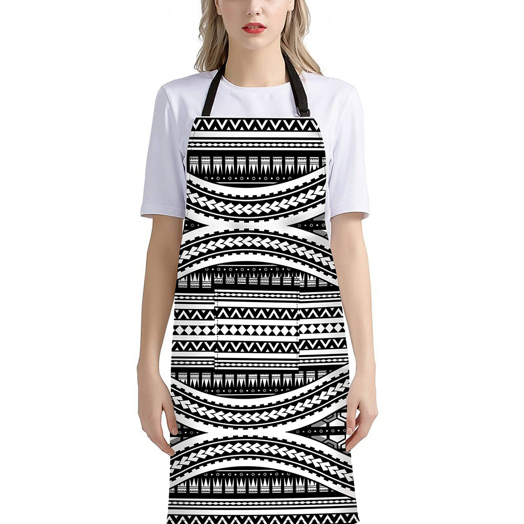 Maori Tattoo Polynesian Tribal Print Bib Apron With Pocket