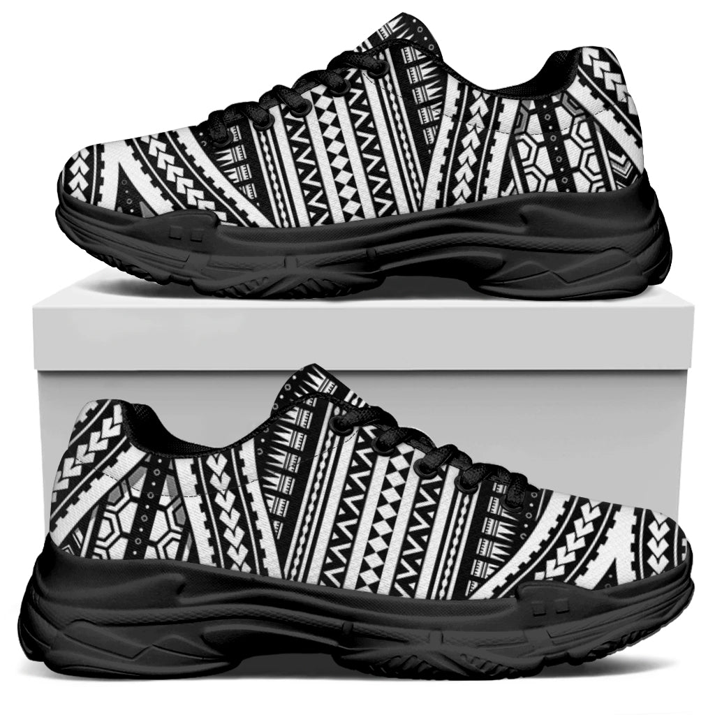 Maori Tattoo Polynesian Tribal Print Black Chunky Shoes