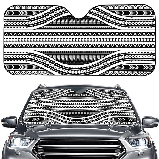 Maori Tattoo Polynesian Tribal Print Car Windshield Sun Shade