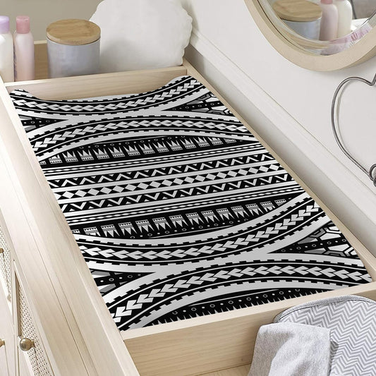 Maori Tattoo Polynesian Tribal Print Changing Pad Cover