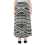 Maori Tattoo Polynesian Tribal Print Chiffon Maxi Skirt