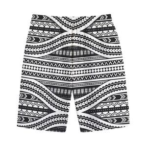 Maori Tattoo Polynesian Tribal Print Cotton Shorts