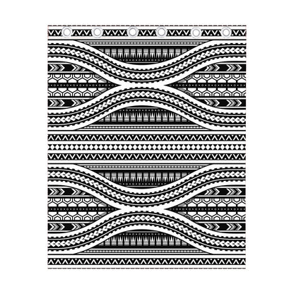 Maori Tattoo Polynesian Tribal Print Curtain