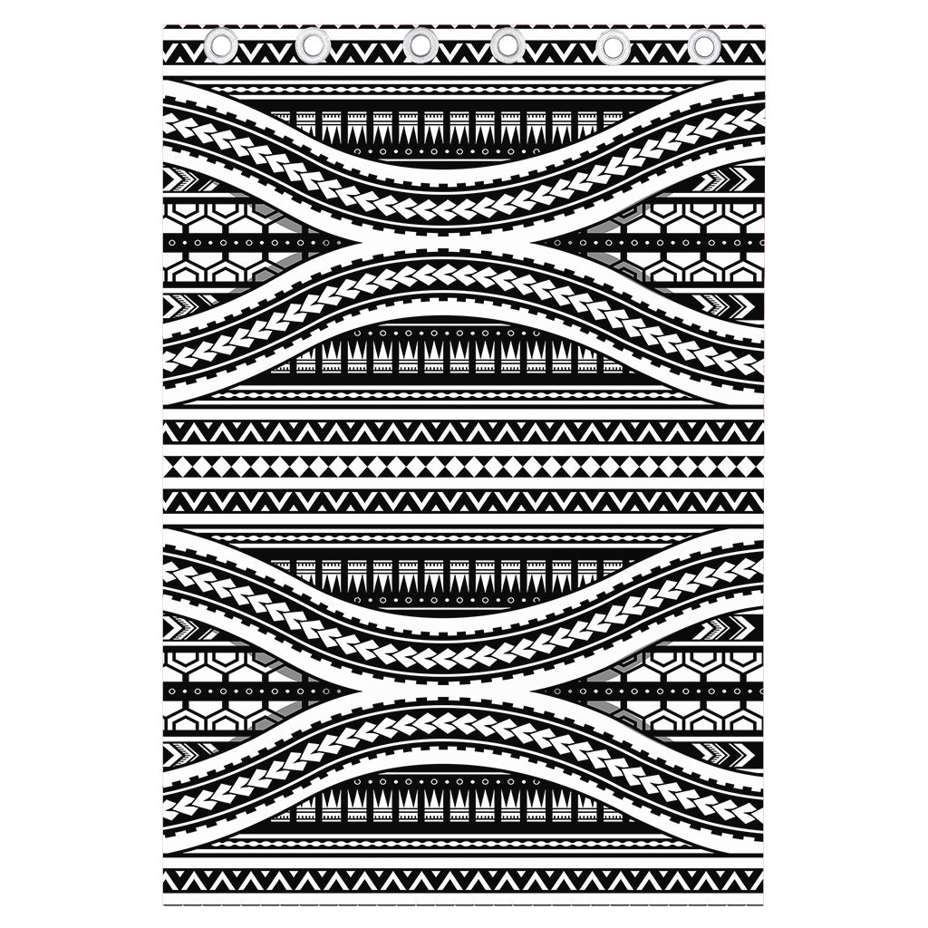 Maori Tattoo Polynesian Tribal Print Curtain