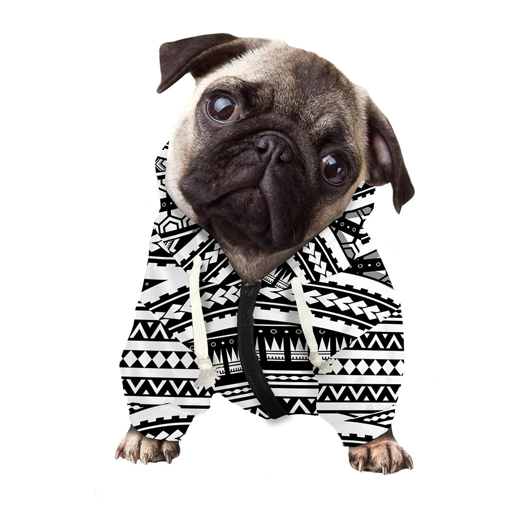 Maori Tattoo Polynesian Tribal Print Dog Zip Up Hoodie