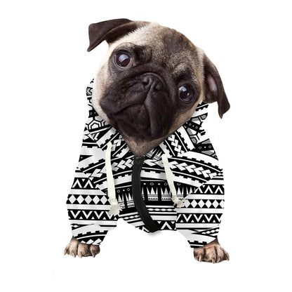Maori Tattoo Polynesian Tribal Print Dog Zip Up Hoodie