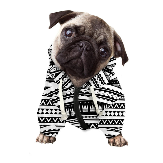 Maori Tattoo Polynesian Tribal Print Dog Zip Up Hoodie