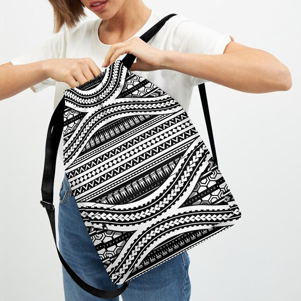 Maori Tattoo Polynesian Tribal Print Drawstring Backpack