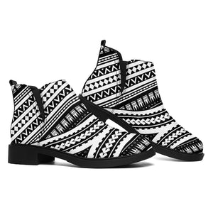 Maori Tattoo Polynesian Tribal Print Flat Ankle Boots