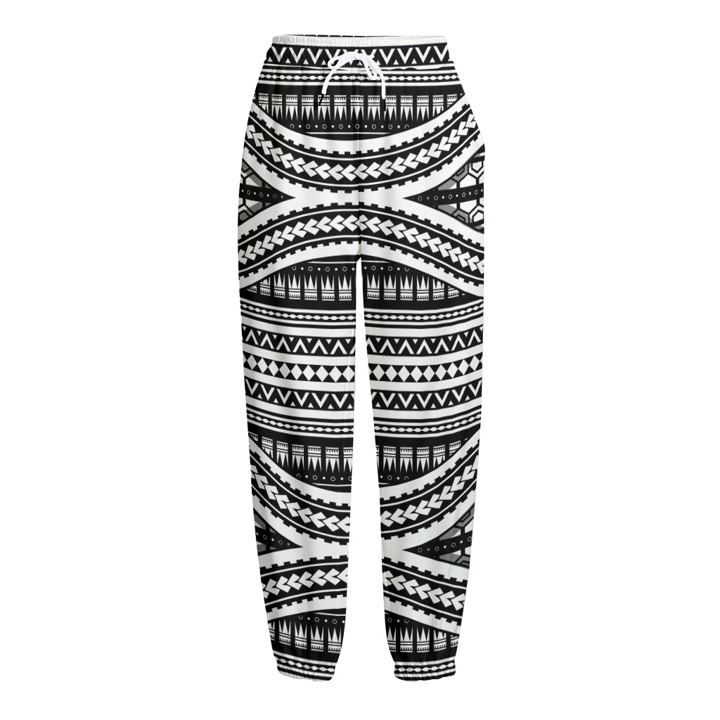 Maori Tattoo Polynesian Tribal Print Fleece Lined Knit Pants