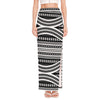 Maori Tattoo Polynesian Tribal Print High Slit Maxi Skirt