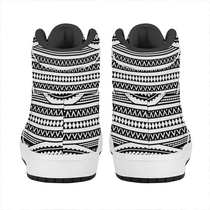 Maori Tattoo Polynesian Tribal Print High Top Leather Sneakers