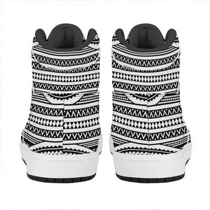 Maori Tattoo Polynesian Tribal Print High Top Leather Sneakers