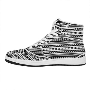 Maori Tattoo Polynesian Tribal Print High Top Leather Sneakers