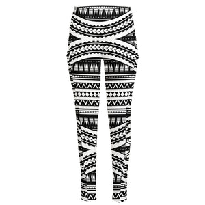 Maori Tattoo Polynesian Tribal Print High-Waisted Pocket Leggings