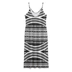 Maori Tattoo Polynesian Tribal Print Jersey Midi Cami Dress