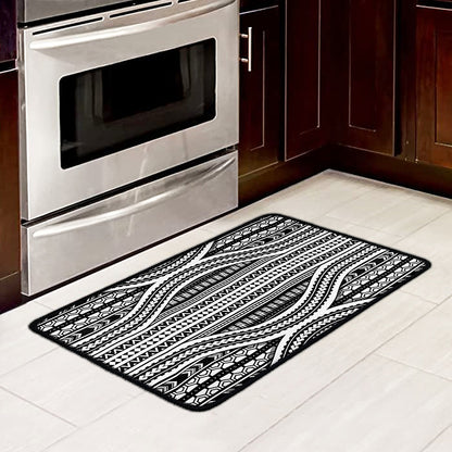 Maori Tattoo Polynesian Tribal Print Kitchen Mat