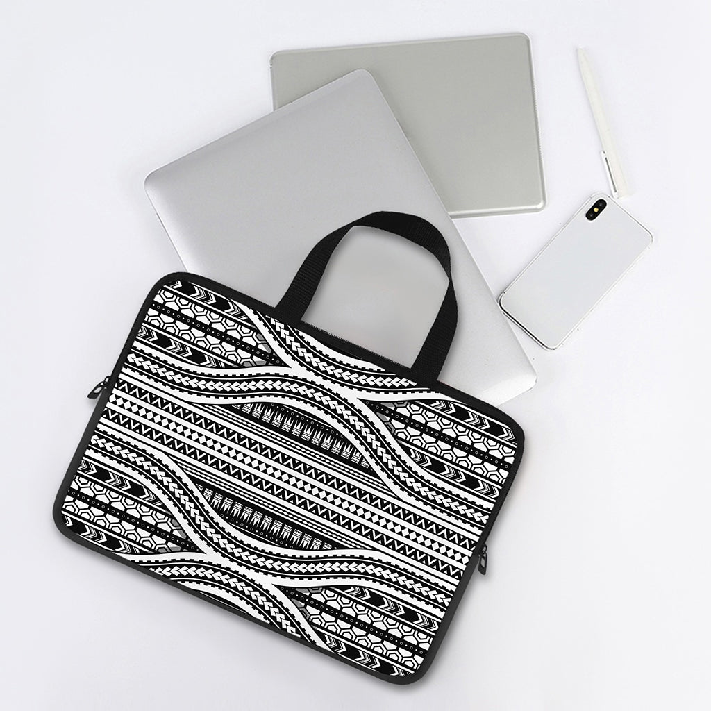 Maori Tattoo Polynesian Tribal Print Laptop Sleeve With Handle