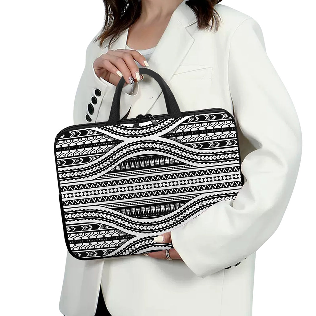 Maori Tattoo Polynesian Tribal Print Laptop Sleeve With Handle