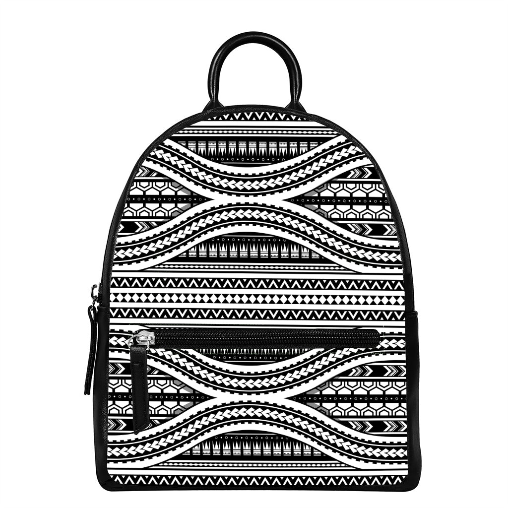 Maori Tattoo Polynesian Tribal Print Leather Backpack