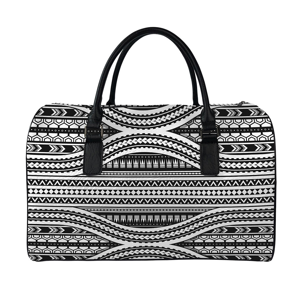 Maori Tattoo Polynesian Tribal Print Leather Duffle Bag
