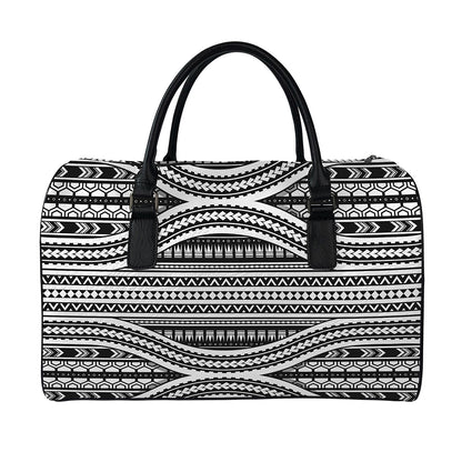 Maori Tattoo Polynesian Tribal Print Leather Duffle Bag