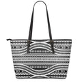 Maori Tattoo Polynesian Tribal Print Leather Tote Bag With Zipper