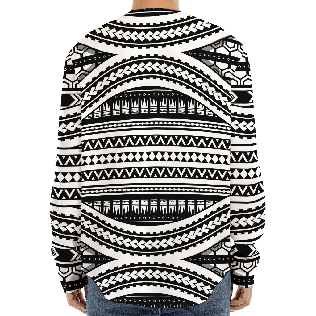 Maori Tattoo Polynesian Tribal Print Long Sleeve Baseball Jersey