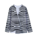 Maori Tattoo Polynesian Tribal Print Long Sleeve Short Coat