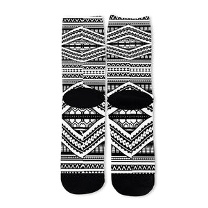 Maori Tattoo Polynesian Tribal Print Long Socks