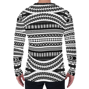 Maori Tattoo Polynesian Tribal Print Men's Long Sleeve T-Shirt